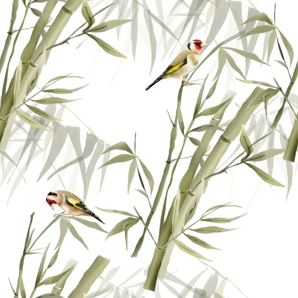 Aquarelle Peinte Main Motif Sans Couture Bambou — Image vectorielle
