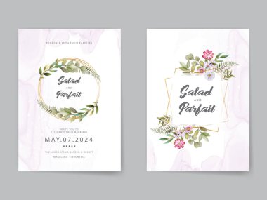 beautiful floral watercolor wedding invitation card