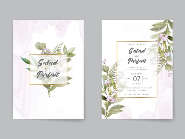 Beautiful Floral Watercolor Wedding Invitation Card — Stockový vektor