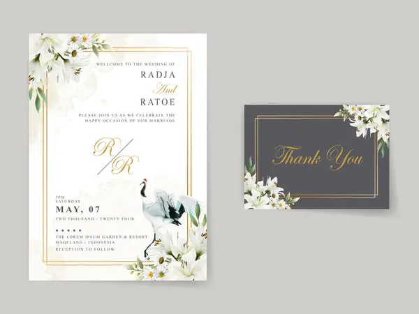 Zarif çiçek düğün davetiyesi şablonu