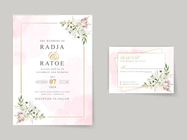 Elegant Floral Wedding Invitation Card Template — Stock Vector