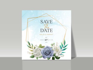 beautiful hand drawn roses wedding invitation card