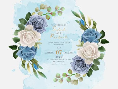 beautiful hand drawn roses wedding invitation card
