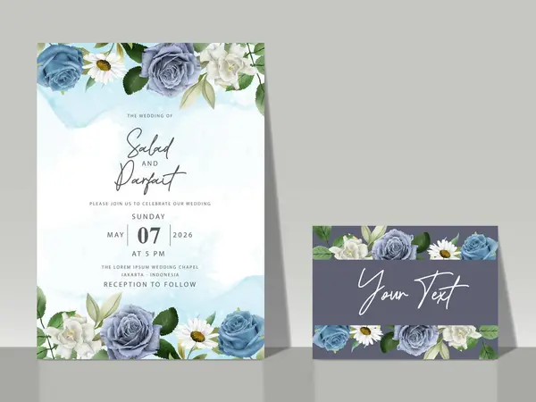 beautiful hand drawn roses wedding invitation card