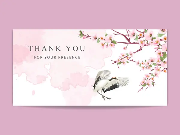 Güzel sakura suluboya düğün davetiyesi
