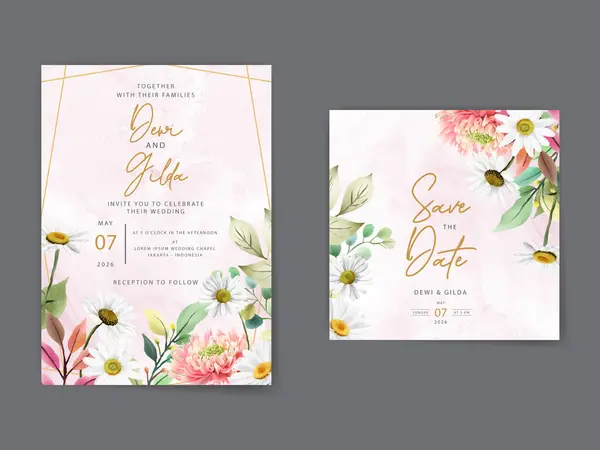 Güzel çiçek ve düğün davetiyesi şablonu bırakıyor