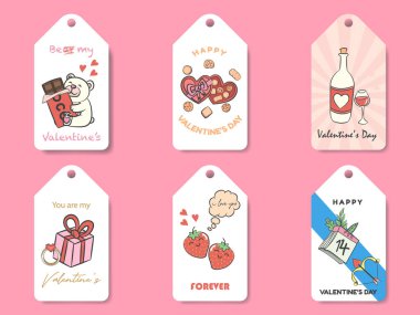 El çizimi sevgililer günü rozet koleksiyonu şirin karalama sanatı