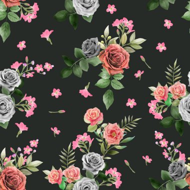 Zarif güller suluboya desensiz