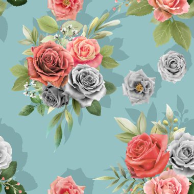 Zarif güller suluboya desensiz