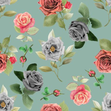 Zarif güller suluboya desensiz