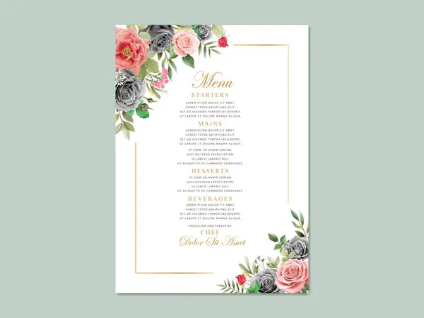 Zarif güller suluboya düğün davetiyesi seti