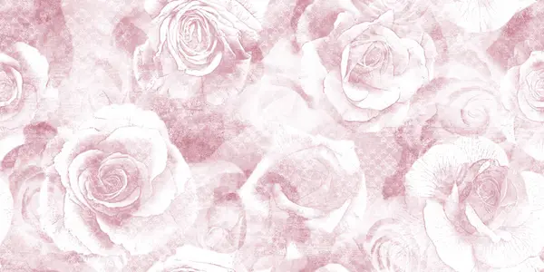 pink roses vintage seamless pattern