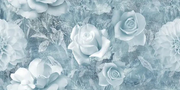 Mavi güller pürüzsüz desen. Eski arkaplan.