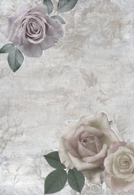 Eski güller ve çimento deseni. Retro arkaplan