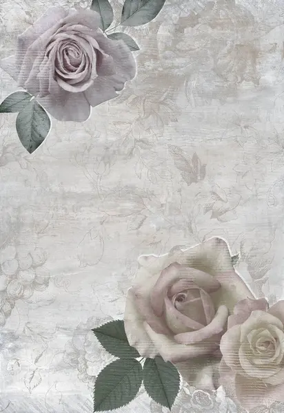 Eski güller ve çimento deseni. Retro arkaplan