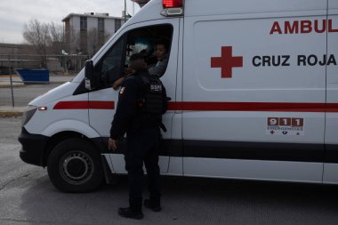 Juarez, Mexico, 01-01-2023 : National Guard and federal police guard the prison of Ciudad Jurez after 30 inmates escaped on the first day of the year.