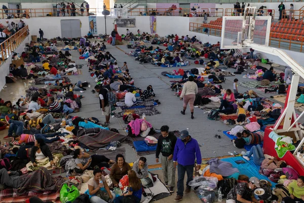 Juarez, Mexico, 05-01-2023 : Migrants who traveled in a caravan rest in a gym in the city of Jimnez Chihuahua before continuing their journey to the border to request asylum.