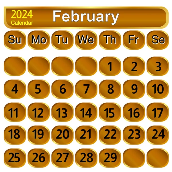 stock vector February month 2024 calendar