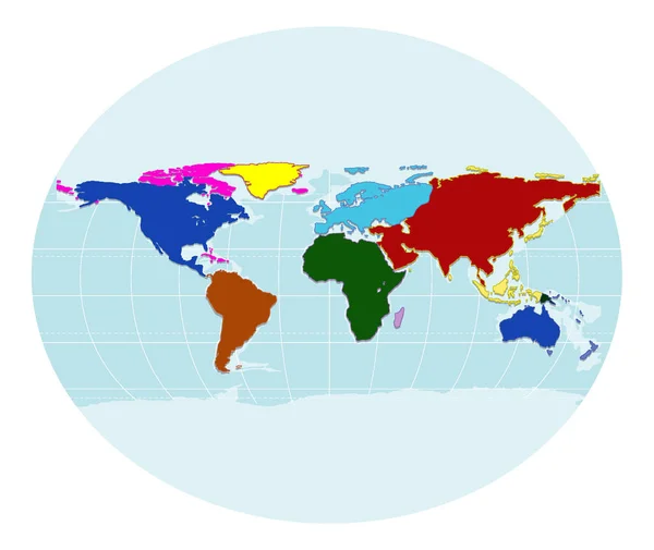 不同颜色的边界的世界地图 世界地图背景色彩斑斓的地球矢量图 — 图库矢量图片