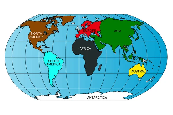 Mundo Mapa Globo Forma Con Nombre País Mapa Del Mundo — Vector de stock