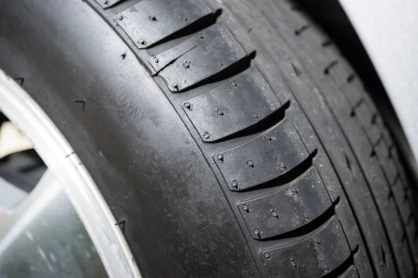 close up of car tires that have been installed in good condition.