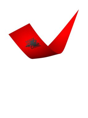 Arnavutluk Kurdele Tasarım Elemanı Ulusal Kutlamalar ve Etkinlikler için beyaz bir arkaplanda izole edildi