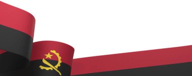 Angola Kurdele Tasarım Elemanı Ulusal Kutlamalar ve Olaylar için beyaz bir arkaplanda izole edildi