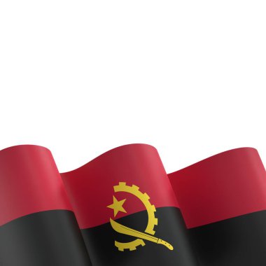 Angola Kurdele Tasarım Elemanı Ulusal Kutlamalar ve Olaylar için beyaz bir arkaplanda izole edildi