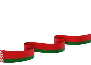 Belarus Kurdele Tasarım Elemanı Ulusal Kutlamalar ve Olaylar için beyaz bir arkaplanda izole edildi