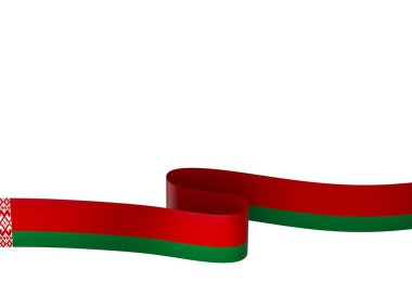 Belarus Kurdele Tasarım Elemanı Ulusal Kutlamalar ve Olaylar için beyaz bir arkaplanda izole edildi