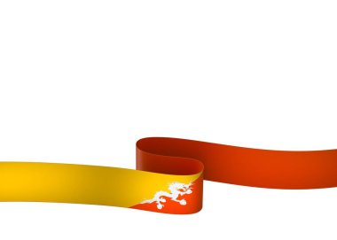 Bhutan Kurdele Tasarım Elemanı Ulusal Kutlamalar ve Olaylar için beyaz bir arkaplanda izole edildi