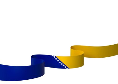 Bosna Kurdele Tasarım Elemanı Ulusal Kutlamalar ve Etkinlikler için beyaz bir arkaplanda izole edildi