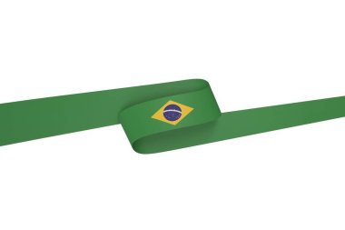 Brezilya Kurdele Tasarım Elemanı Ulusal Kutlamalar ve Etkinlikler için beyaz bir arkaplanda izole edildi