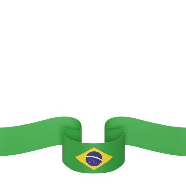 Brezilya Kurdele Tasarım Elemanı Ulusal Kutlamalar ve Etkinlikler için beyaz bir arkaplanda izole edildi