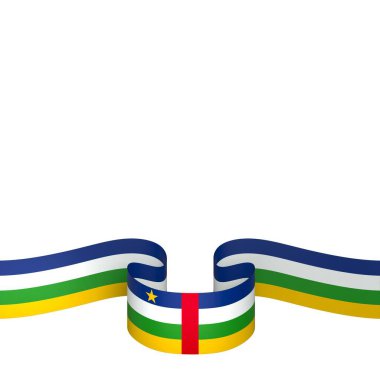 Orta Afrika Cumhuriyeti Kurdele Tasarım Elemanı Ulusal Kutlamalar ve Etkinlikler için beyaz arka planda izole edildi