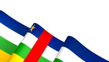 Orta Afrika Cumhuriyeti Kurdele Tasarım Elemanı Ulusal Kutlamalar ve Etkinlikler için beyaz arka planda izole edildi