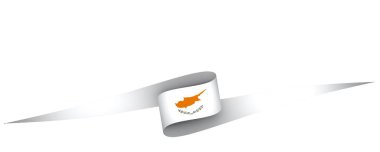 Kıbrıs Rum Kesimi Kurdele Tasarım Elemanı Ulusal Kutlamalar ve Etkinlikler için beyaz bir arkaplanda izole edildi