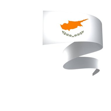 Kıbrıs Rum Kesimi Kurdele Tasarım Elemanı Ulusal Kutlamalar ve Etkinlikler için beyaz bir arkaplanda izole edildi