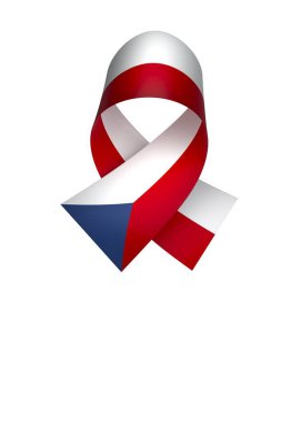 Çek Kurdele Tasarım Elemanı Ulusal Kutlamalar ve Olaylar için beyaz bir arkaplanda izole edildi