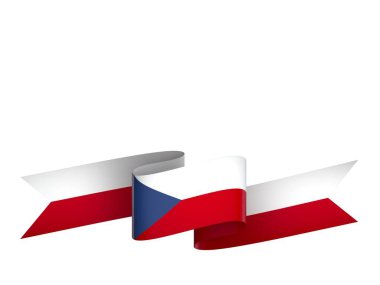 Çek Kurdele Tasarım Elemanı Ulusal Kutlamalar ve Olaylar için beyaz bir arkaplanda izole edildi