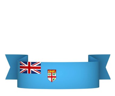 FIji Kurdele Tasarım Elemanı Ulusal Kutlamalar ve Olaylar için beyaz bir arkaplanda izole edildi