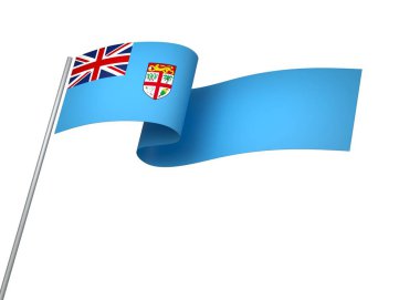 FIji Kurdele Tasarım Elemanı Ulusal Kutlamalar ve Olaylar için beyaz bir arkaplanda izole edildi