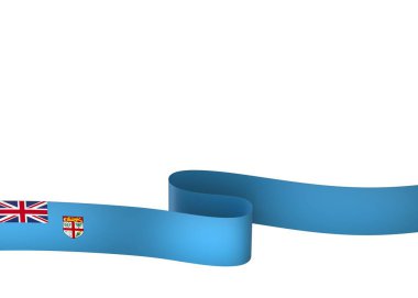 FIji Kurdele Tasarım Elemanı Ulusal Kutlamalar ve Olaylar için beyaz bir arkaplanda izole edildi