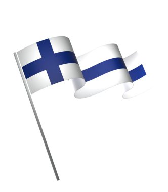 Finlandiya Bayrak Tasarım Elemanı Ulusal Kutlamalar ve Etkinlikler için beyaz bir arkaplanda izole edildi