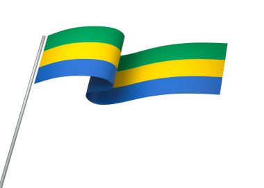 Gabon Kurdele Tasarım Elemanı Ulusal Kutlamalar ve Olaylar için beyaz bir arkaplanda izole edildi