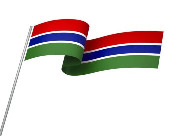 Ulusal Kutlamalar ve Olaylar için Gambiya Bayrak Tasarım Elemanı beyaz bir arkaplanda izole edildi