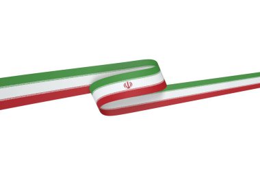 İran Kurdele Tasarım Elemanı Ulusal Kutlamalar ve Etkinlikler için beyaz bir arkaplanda izole edildi