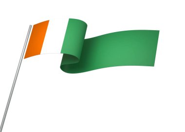 Fildişi Sahil Şeridi Bayrak Tasarım Elemanı Ulusal Kutlamalar ve Olaylar için beyaz bir arkaplanda izole edildi