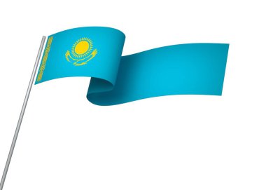 Kazakistan Kurdele Tasarım Elemanı Ulusal Kutlamalar ve Olaylar için beyaz bir arkaplanda izole edildi