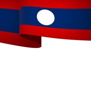 Ulusal Kutlamalar ve Olaylar için Laos Kurdele Tasarım Elemanı beyaz bir arkaplanda izole edildi